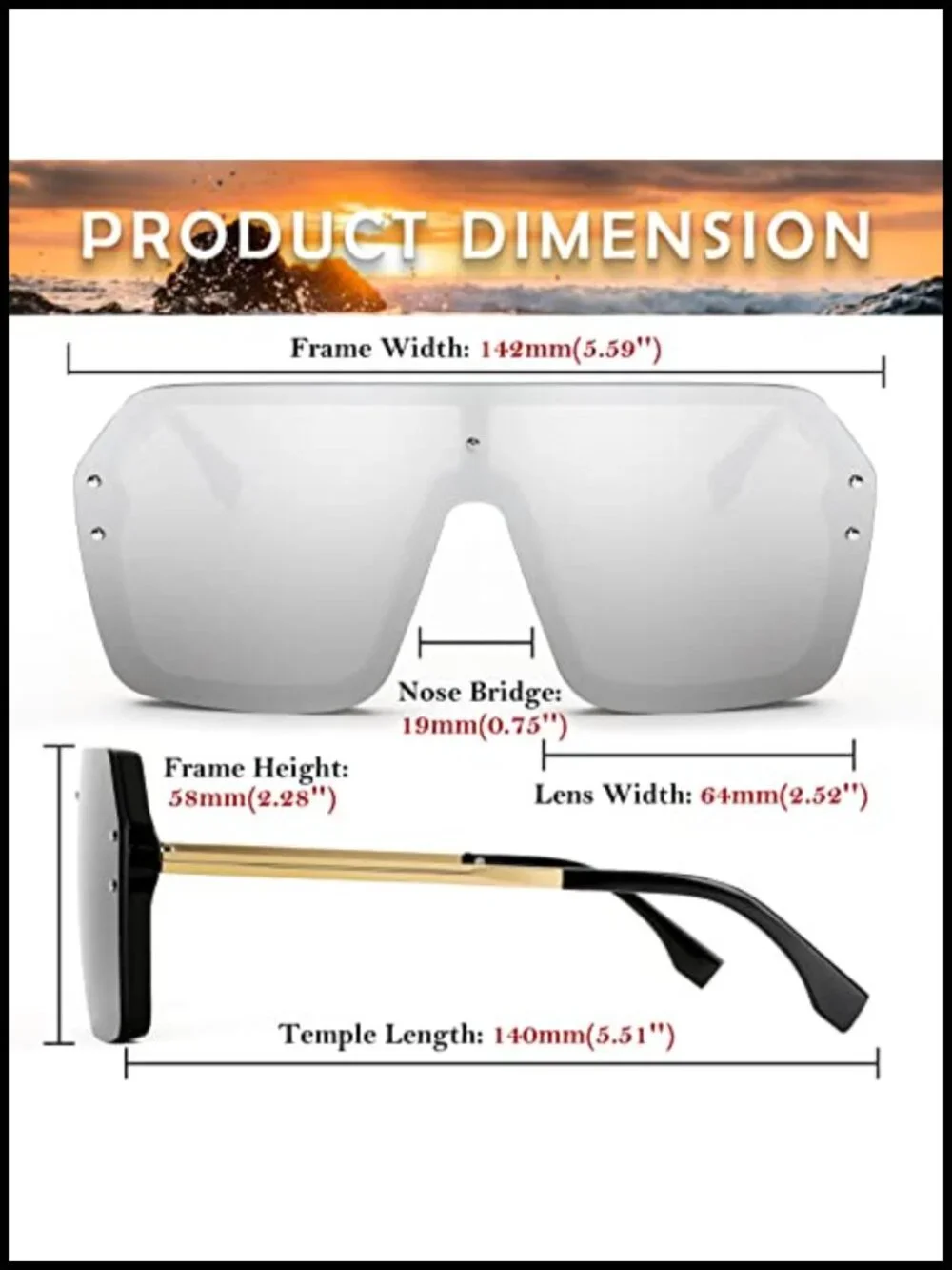 Rimless Shield Sunglasses UV400 Protection Retro Stylish Unisex